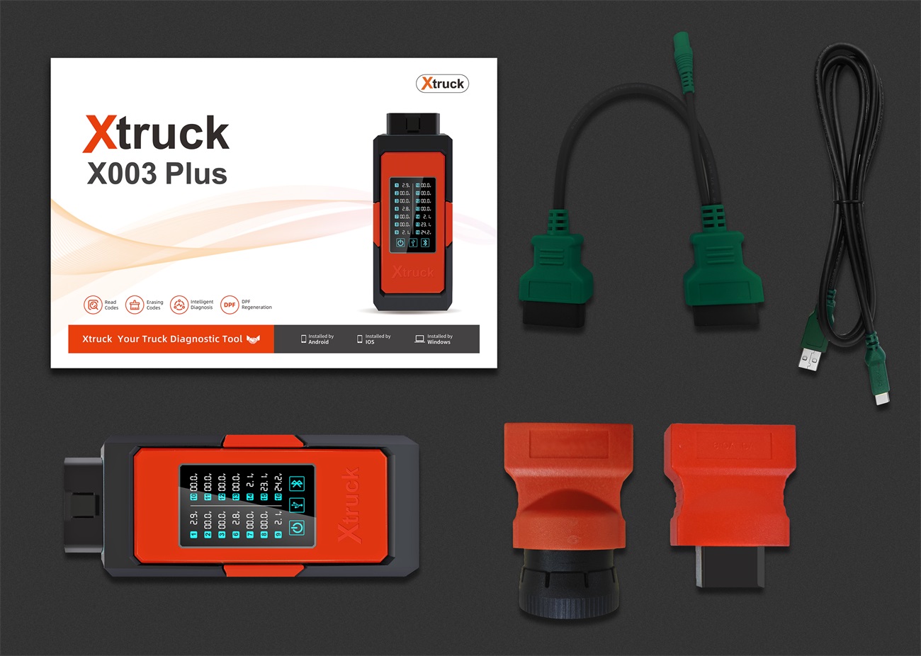 Xtruck X003 plus Read fault code DPF Regeneration support Cummins VOLVO and SCANIA Truck Diagnostic Tool