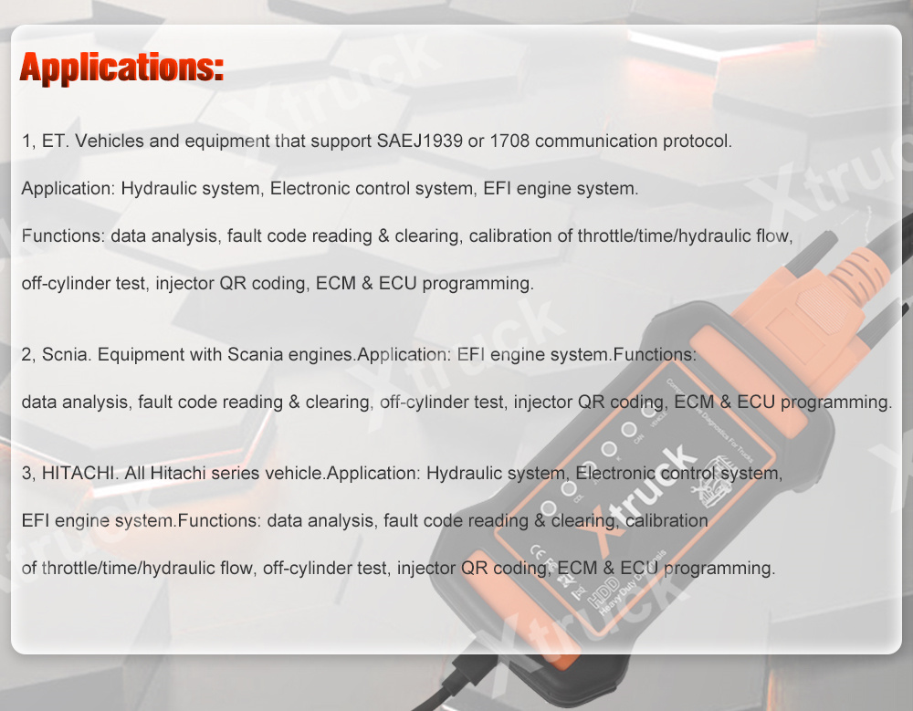 Xtruck Y009 HDD +FZ G1 tablet for Construction Excavators Diagnostic Kit