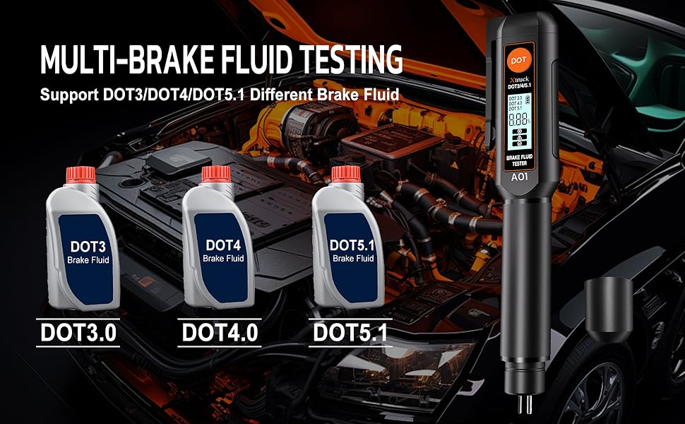 Xtruck A01 Brake fluid test pen probe with screen display alarm oil tester calibration are suitable for DOT3 DOT4 and DOT5.1