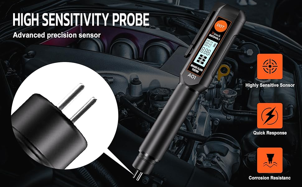 Xtruck A01 Brake fluid test pen probe with screen display alarm oil tester calibration are suitable for DOT3 DOT4 and DOT5.1